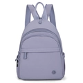 Vista frontale di uno zaino casual in nylon viola con più scomparti dotati di cerniera - Viola Taro