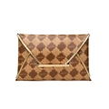 Pochette a busta marrone con stampa monogramma classica e finitura in oro - Marrone
