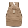 Brown corduroy backpack with large front zip pocket and textured vertical stripes - Khaki