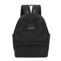 Classic black corduroy backpack with large capacity and woven rope zipper detail - Black