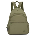 Army green nylon small backpack with adjustable straps and front zip pocket - Matcha Green