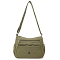 Borsa a tracolla in nylon verde militare con scomparti zip e cinghia regolabile - Verde