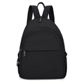 Minimalist black nylon multifunctional backpack for women featuring a matte waterproof finish - Classic Black
