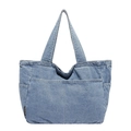 Light blue denim tote bag with spacious main compartment and external front pocket - Light Blue