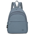 Morandi blue minimalist nylon mini backpack with multiple compartments and top handle - Clear Sky Blue