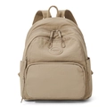 Minimalist khaki nylon backpack for women featuring large capacity and waterproof design - 21*11*28cm / Khaki