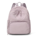 Minimalist light purple large capacity nylon backpack for women in solid fashion style - 21*11*28cm / Light Purple