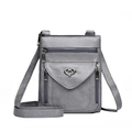 Sac bandoulière gris multifonctionnel en similicuir avec ornement en forme de cœur - Gris