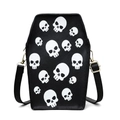 Sargförmige schwarze Umhängetasche mit weißen Totenkopf-Prints und goldenen Metallteilen - Jack Skellington