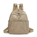 Wasserabweisender khakifarbener Damenrucksack aus Nylon mit plissierten Taschen - Khaki