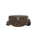 Fashionable leopard print fanny pack in faux leather with adjustable strap and silver zip - Brown