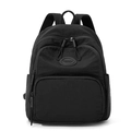 Minimalist black nylon backpack with MODIFEI logo and large capacity storage - 21*11*28cm / Black