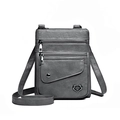 Sac à bandoulière gris foncé minimaliste en cuir souple avec détail de cœur en métal - Gris