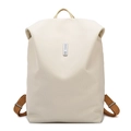 Zaino crema minimalista con strisce verticali e targa metallica alla moda - Bianco Sporco