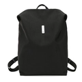 Zaino nero minimalista con logo alla moda e tessuto testurizzato resistente e liscio - Nero