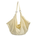 Borsa hobo beige impermeabile con motivo a griglia e grande capacità spaziosa - Giallo
