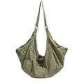 Grande borsa tote a quadretti verde e beige in cotone plissettato con anelli in metallo - Verde Scuro