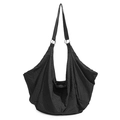 Waterproof oversized hobo bag featuring black and white checkerboard pattern - Black