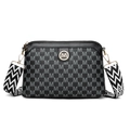 Vintage crossbodytas voor dames met zwart M-monogram en brede etnische schouderband - Zwart