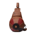 Marsupio in pelle marrone con tasca a cerniera a forma di pallone da basket colorato - Marrone Giallastro