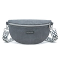 Gray corduroy crossbody bag with geometric pattern strap and Perfect Lily logo - Gray