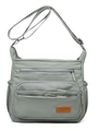 Borsa a tracolla versatile in nylon grigio con tasche a zip e tracolla regolabile - Grigio