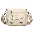 Sac bandoulière en toile blanc cassé à poches multiples avec bandoulière bohème - Blanc Cassé