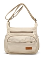 Borsa a tracolla bianco crema con design multitasche e ampia tracolla regolabile - Cachi