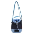 Japanese style color-block nylon crossbody bucket bag with drawstring and shoulder strap - Below 20L / Blue