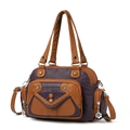 Bolso bandolera retro de cuero suave en púrpura y caramelo con bolsillo trenzado - Morado