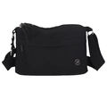 Waterproof nylon crossbody shoulder bag with multi-pocket design and metal logo detail - Black