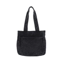 Borsa tote in denim antracite lavato con grande capacità e tasche frontali rinforzate - Nero