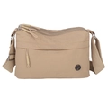 Waterproof khaki nylon crossbody bag with multi-zipper compartments and adjustable strap - Khaki