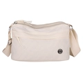 Creamy white nylon multi-compartment crossbody bag with adjustable wide strap - Off White