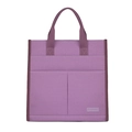 Borsa tote in tela viola con tasche frontali e manici robusti per l'ufficio - Viola