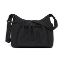 Minimalistische schwarze Canvas-Einkaufstasche mit verstellbarem Gurt und Seitentaschen - Schwarz