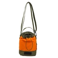 Army green and orange drawstring nylon crossbody water bottle bag with adjustable strap - Below 20L / Green and Orange