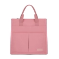 Borsa tote in tela rosa minimalista con tasche multiple e chiusura lampo da ufficio - Rosa