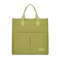 Borsa da ufficio minimalista in tela verde erba con tre tasche frontali portaoggetti - Verde