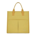 Borsa tote minimalista in tela gialla con doppie tasche frontali e interno capiente - Giallo
