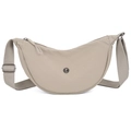 Bolso bandolera de nylon beige claro con correa ajustable y detalle de logo metálico - Caqui
