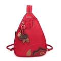 Mochila triangular de nailon oxford rojo impermeable con colgante de cuero - Rojo