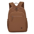 Brauner leichter wasserdichter Nylon-Wanderrucksack mit Multi-Taschen-Design und Metalllogo - Braun
