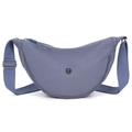 Bolso bandolera de nailon gris azulado en forma de media luna con logotipo de LS - Azul