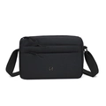 Schlichte schwarze Nylon-Umhängetasche mit verstellbarem Gurt und Metall-Logo - Schwarz