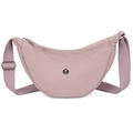 Borsa a tracolla in nylon rosa cipria con tracolla regolabile e logo in metallo - Rosa