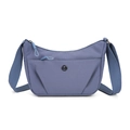 Borsa a tracolla minimalista in nylon blu-viola con tracolla regolabile e logo - Blu
