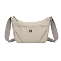 Sac hobo en nylon kaki clair avec large bandoulière et logo en métal rond - Kaki
