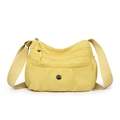 Borsa a tracolla in nylon giallo chiaro con tasche multiple e tracolla regolabile - Giallo