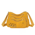 Borsa a tracolla giallo zenzero con tasche multiple a zip e cinturino regolabile - Giallo